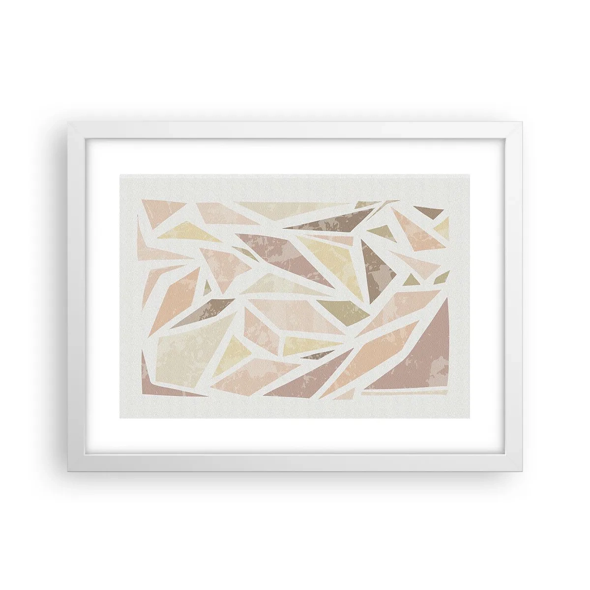 Affisch i vit ram - Komposition av färgat glas - 40x30 cm