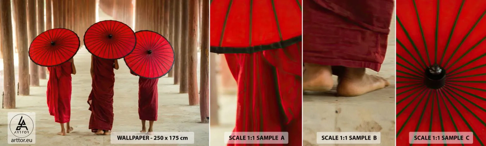 Provbit av självhäftande fototapet Deluxe Sticker - På väg mot Rena landet - Asien, Burma, Kvinnor - 100x30 cm