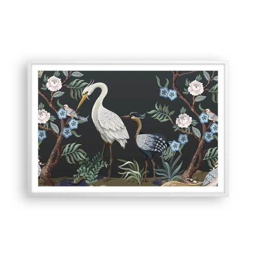 Affisch i vit ram - Fågelparad - 91x61 cm