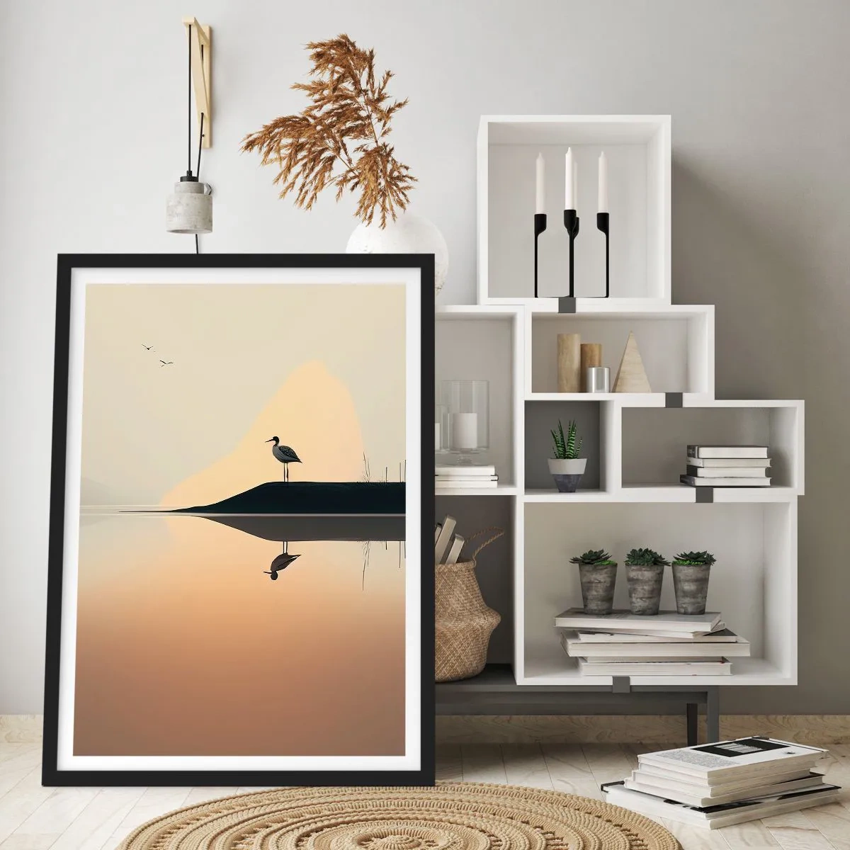 Affisch i svart ram - Herre på sjön - 70x100 cm
