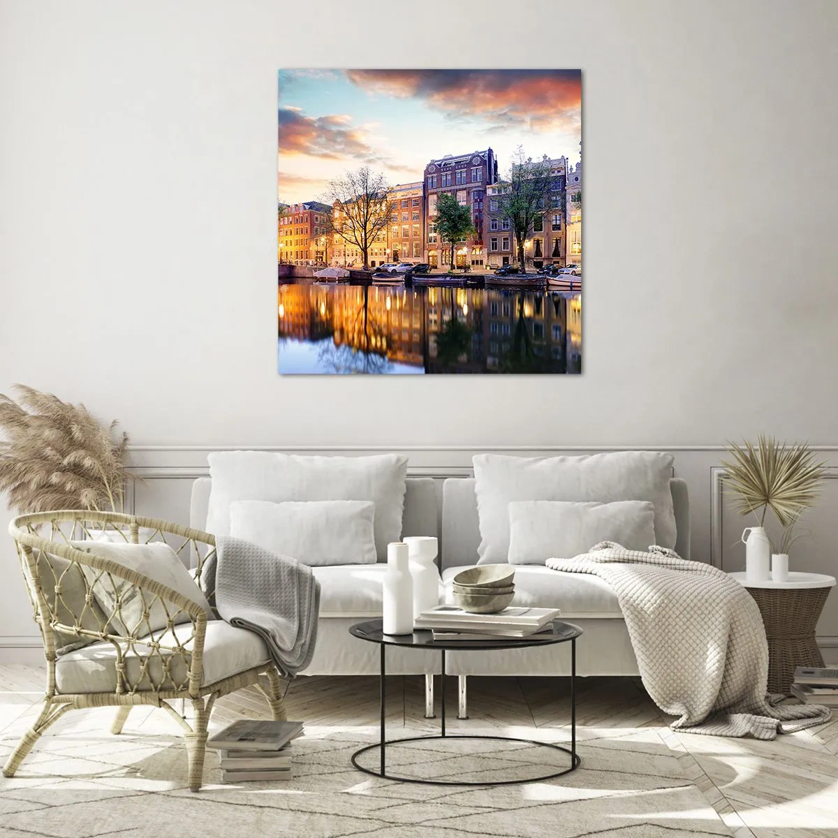 Glastavla - Bild på glas - Återhållsam och lugn holländsk skönhet - 70x70 cm