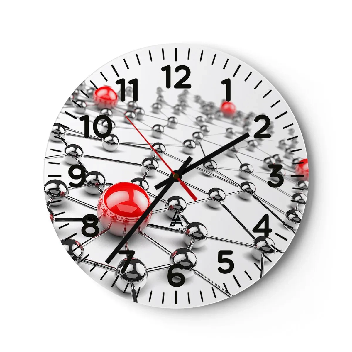 Väggklocka - Klocka på glas - Silvernät - 40x40 cm