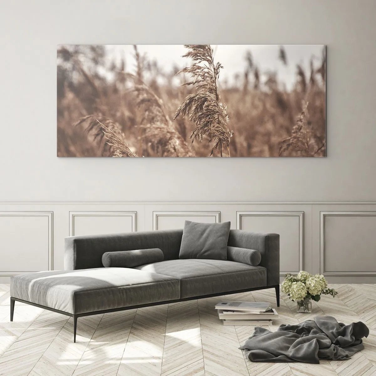 Glastavla - Bild på glas - Hösten är framme på åkrarna - 120x50 cm