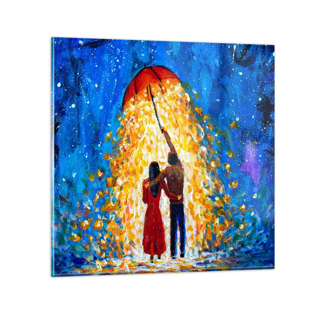 Glastavla - Bild på glas - Magi på en regnig kväll? - 70x70 cm