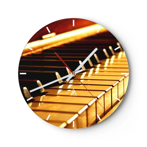Väggklocka - Klocka på glas - Gyllene pianotangenter - 30x30cm - Obegränsade möjligheter - Modern väggdekoration för vardagsrum, kök och sovrum ARTTOR