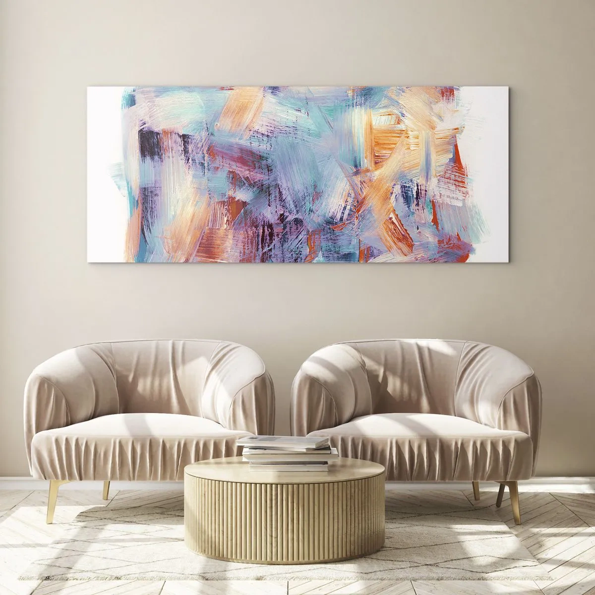 Glastavla - Bild på glas - Färgglad röra - 120x50 cm
