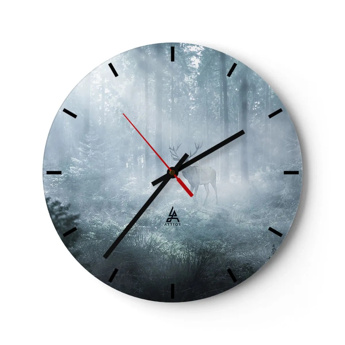 Väggklocka - Klocka på glas - Morgonrond runt godset - 40x40 cm