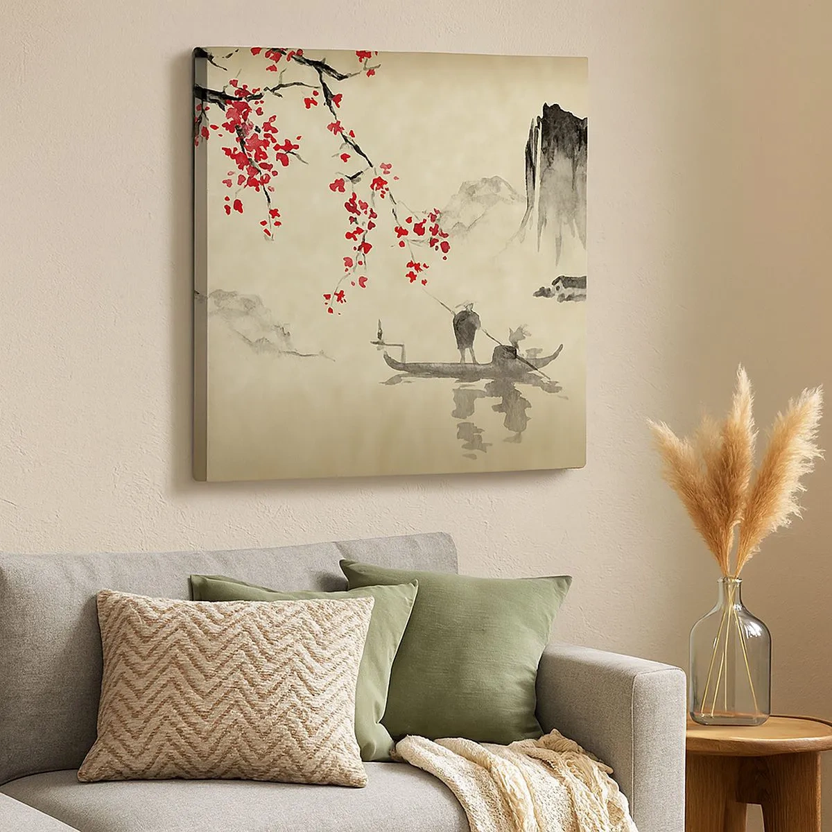 Canvastavla - Bild på duk - I det blommande körsbärslandet - 30x30 cm