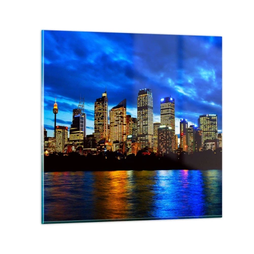 Glastavla - Bild på glas - Ljusens och färgernas natt - 60x60 cm