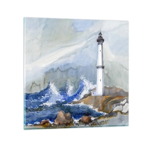 Glastavla - Bild på glas - Mot mörkret och stormen - 50x50 cm