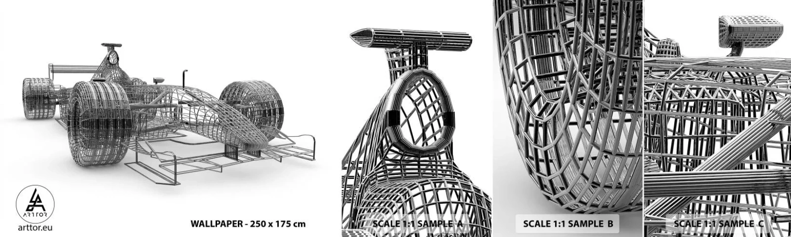 Fototapet Prov Standard Eco - Perfekt konstruktion - hastighetens idé - 3D, Racerbil, Grafik - 100x30 cm