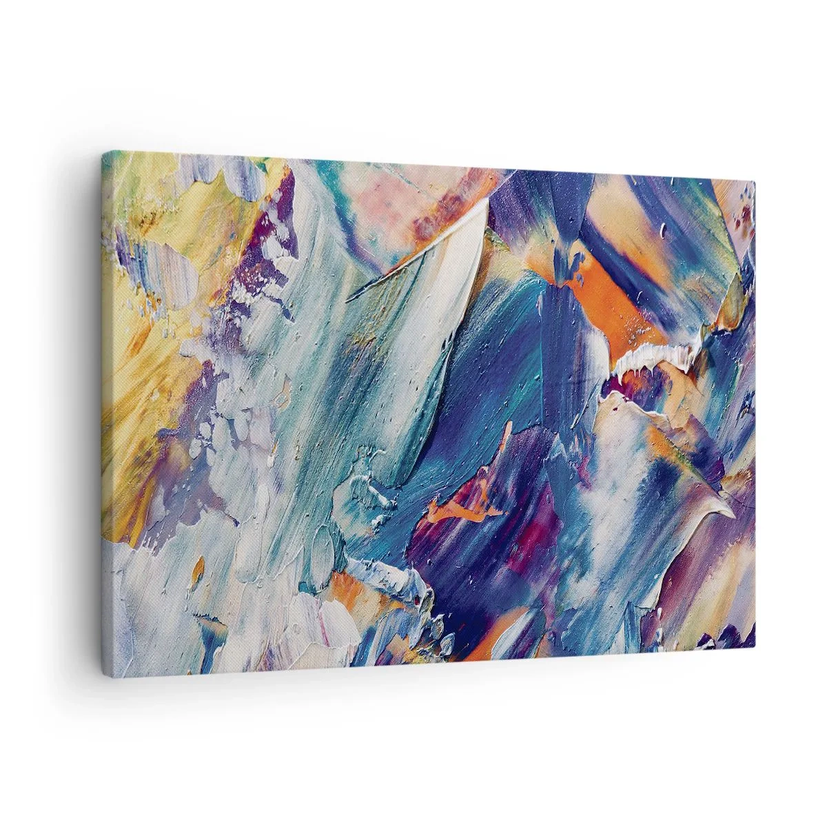 Canvastavla - Bild på duk - Färgglad abstraktion med akrylfärgstruktur - 70x50cm - Färgkaos - Modern väggdekoration för vardagsrum och sovrum ARTTOR
