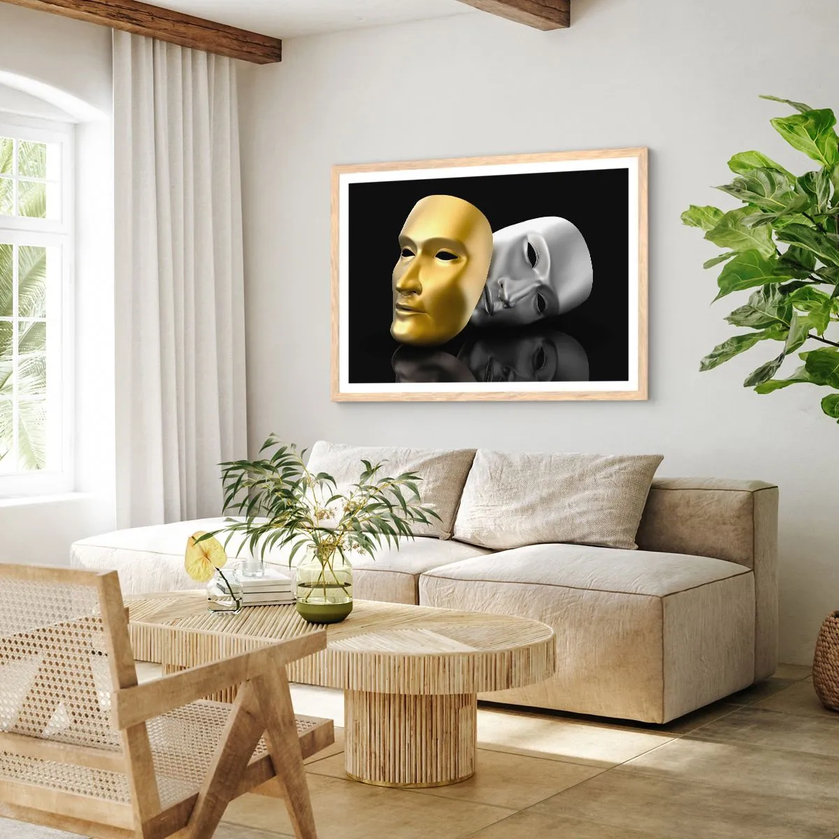 Affisch i ram av ljusek - Livet är teater - 100x70 cm