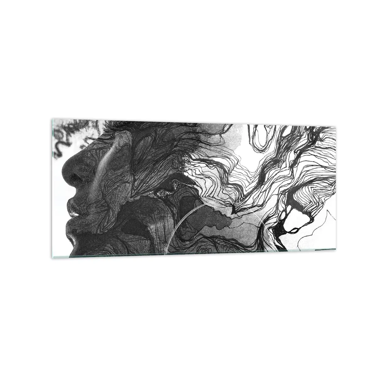 Glastavla - Bild på glas - Tilltrasslad i drömmarna - 120x50 cm