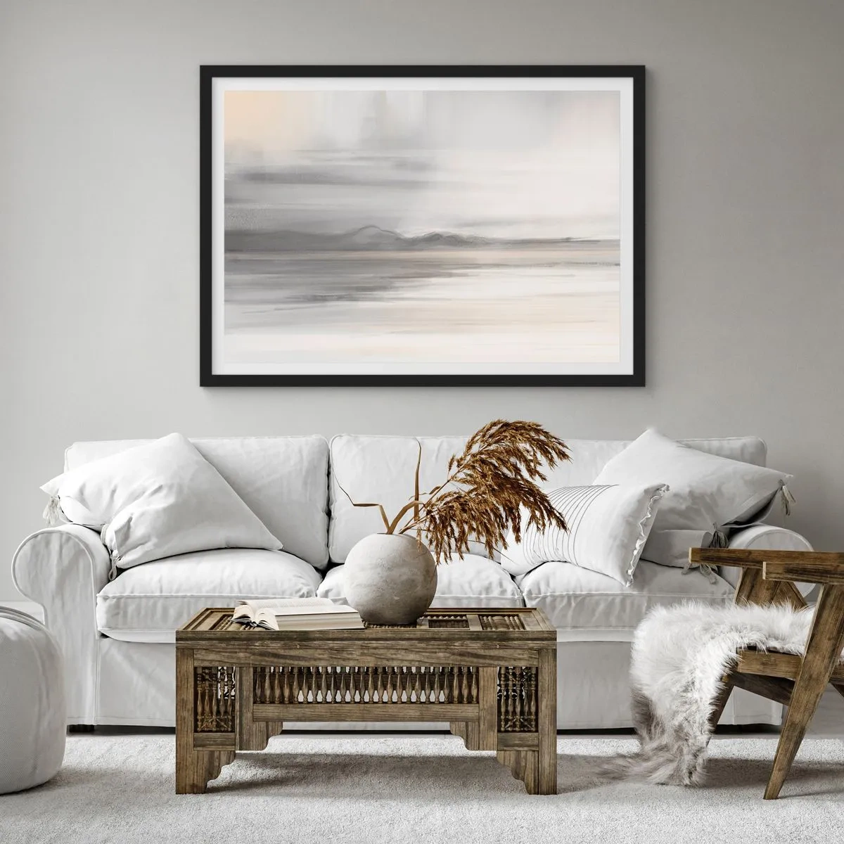 Affisch i svart ram - En eftertänksam bakgrund - 70x50 cm