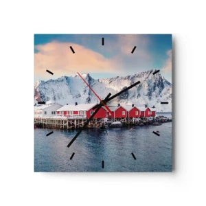 Väggklocka - Klocka på glas - Nordligt gömställe - 40x40 cm