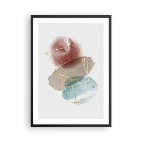 Affisch i svart ram - Abstrakt komposition i pastellfärger - 50x70cm - Rummets pärlor - Modern väggdekoration för vardagsrum och sovrum ARTTOR