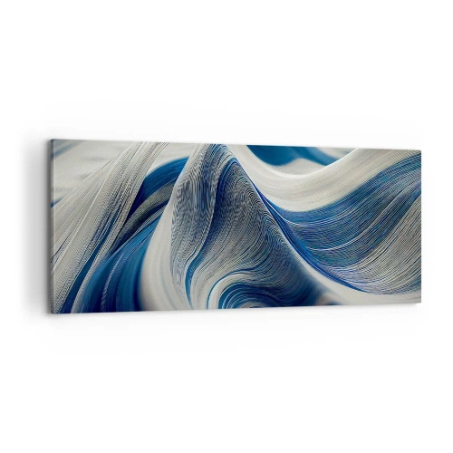 Canvastavla - Bild på duk - Flöde av blått och vitt - 100x40 cm