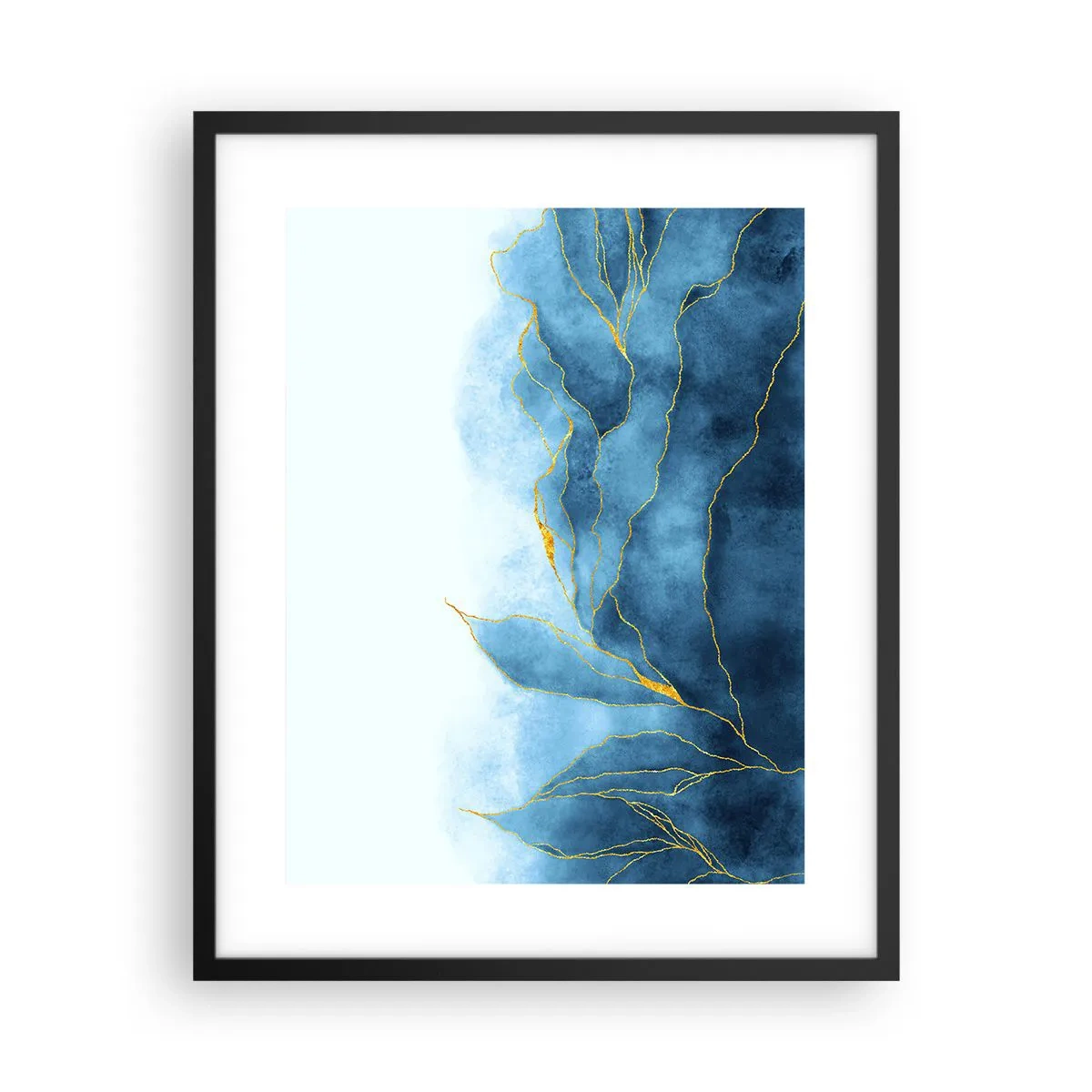 Affisch i svart ram - Blått i guld - 40x50 cm
