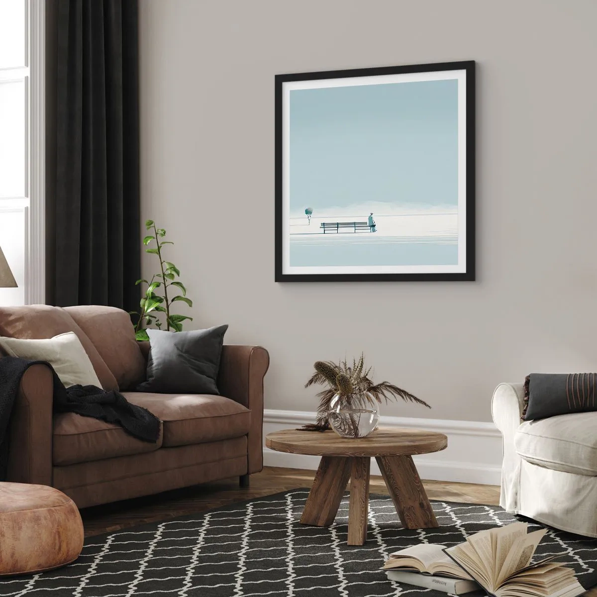 Affisch i svart ram - Ja, jag väntar. - 50x50 cm