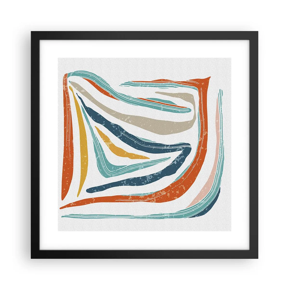 Affisch i svart ram - Vänligt leende abstraktion - 40x40 cm