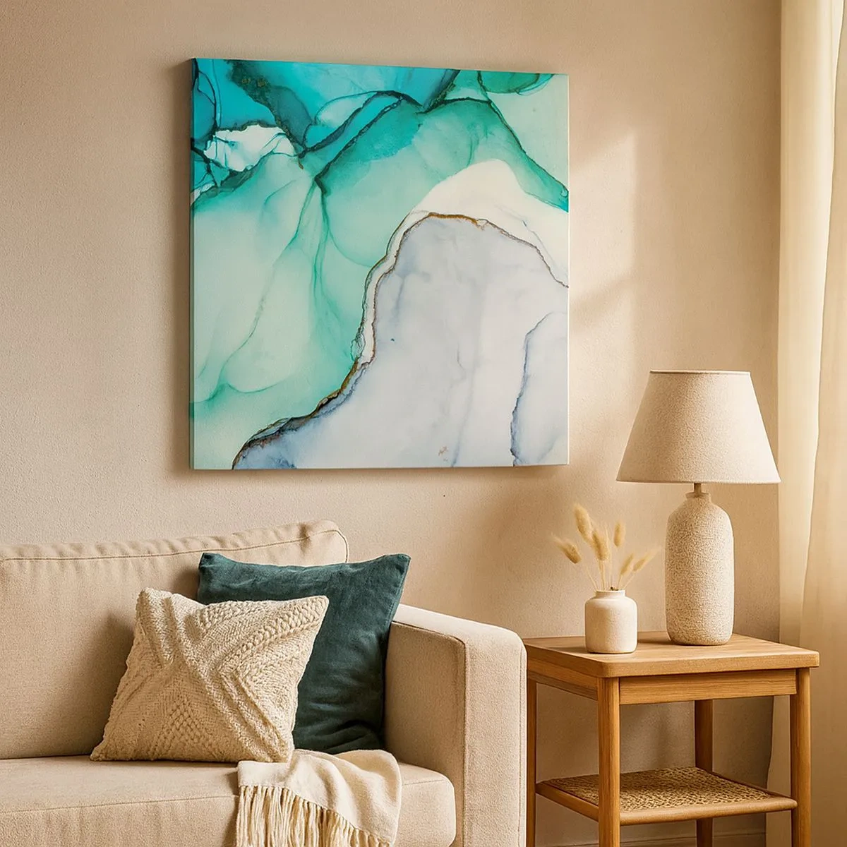 Canvastavla - Bild på duk - En studie i turkos - 30x30 cm