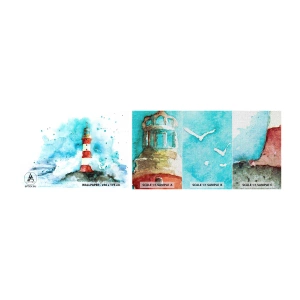 Provbit av fototapet Premium Canvas - Elementens enhet - Fyr, Landskap, Grafik - 100x30 cm