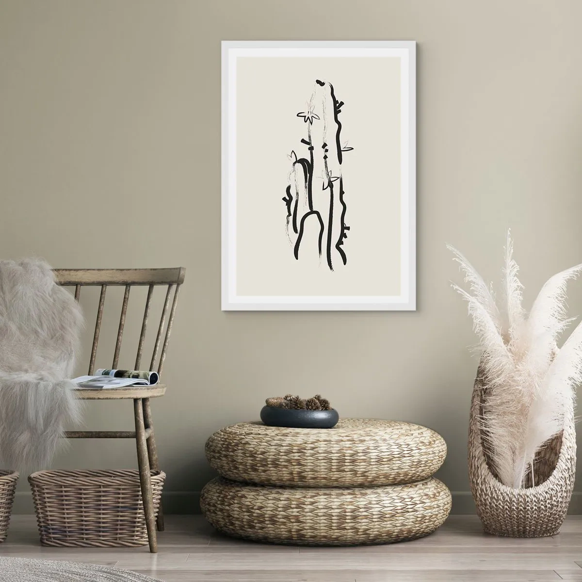 Affisch i vit ram - Blommande ört - 70x100 cm