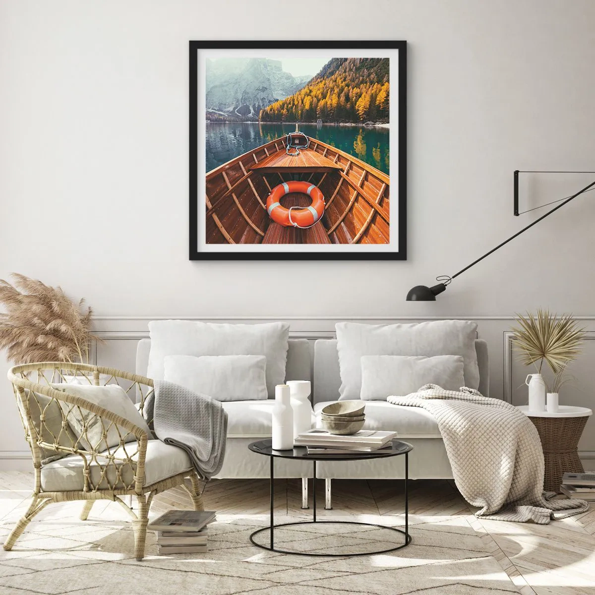 Affisch i svart ram - Utflykt i fjällen - 40x40 cm