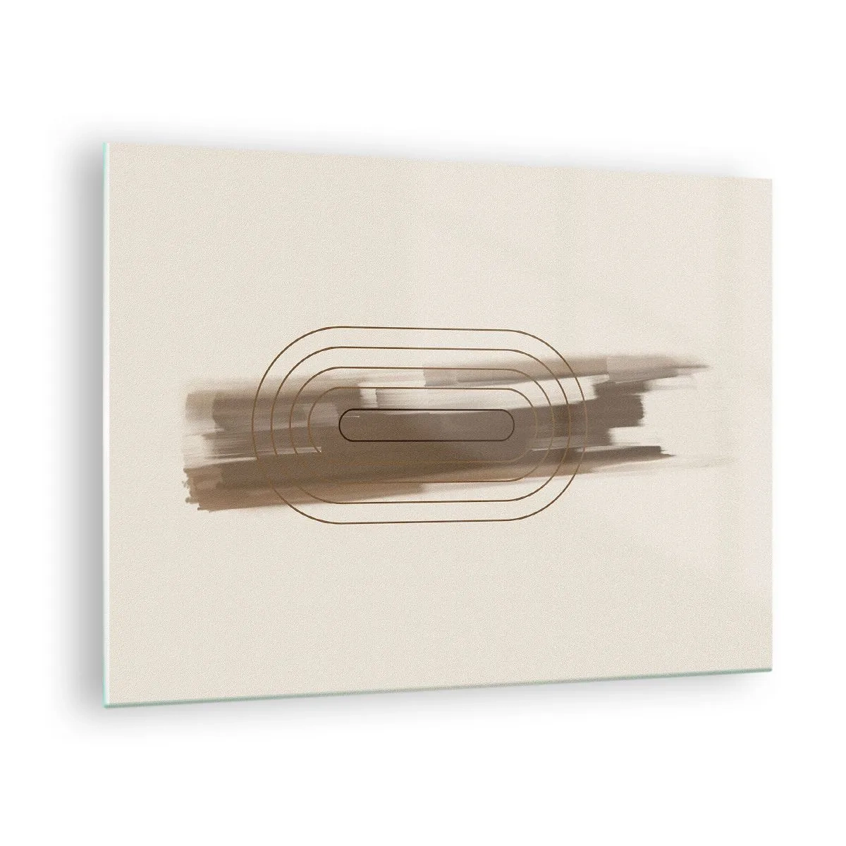 Glastavla - Bild på glas - Abstraktion i bruna nyanser med ett minimalistiskt mönster - 70x50cm - Grå blåst - Modern väggdekoration för vardagsrum och sovrum ARTTOR