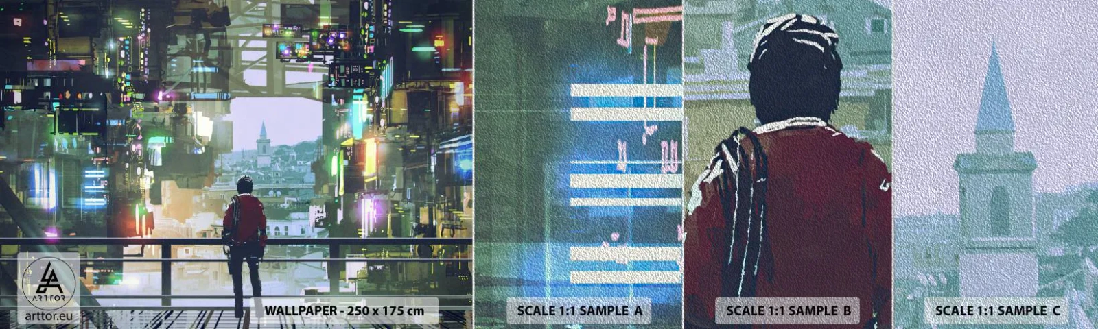 Provbit av fototapet Premium Sand - Två världar - Stad, Arkitektur, Abstraktion - 100x30 cm