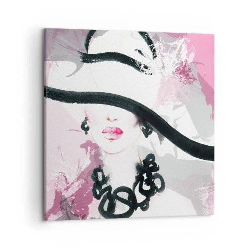 Canvastavla - Bild på duk - En damportätt i svart och rosa - 50x50 cm