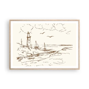 Affisch i ram av ljusek - Sommarminnets kontur - 100x70 cm