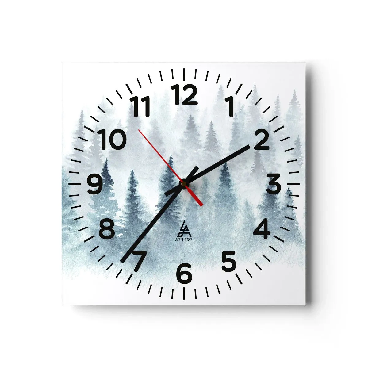 Väggklocka - Klocka på glas - Insvepta i dimma - 40x40 cm