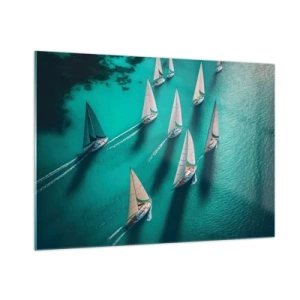 Glastavla - Bild på glas - Tävla med vinden - 100x70 cm