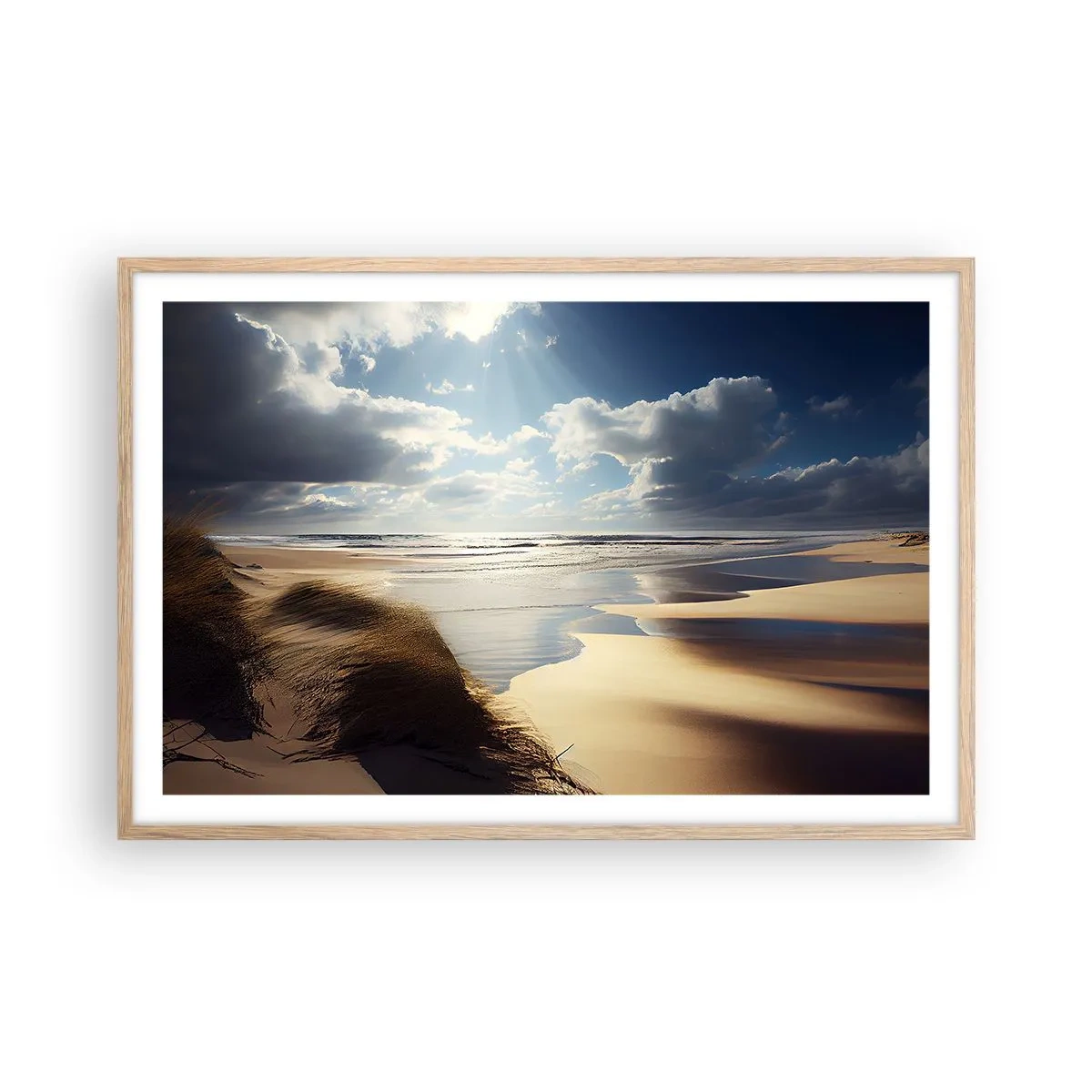 Affisch i ram av ljusek - Strand, vild strand - 91x61 cm