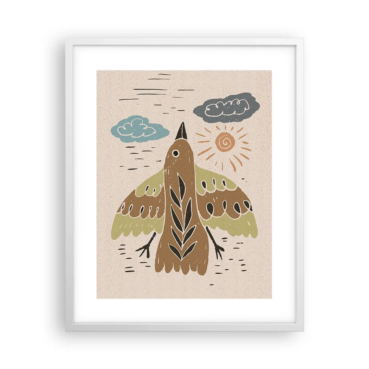 Affisch i vit ram - Glädjefylld flygning - 40x50 cm