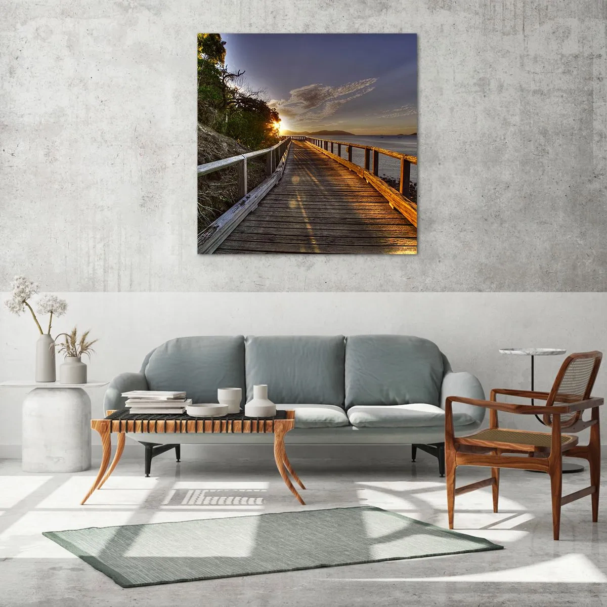 Glastavla - Bild på glas - Gå, fortsätt gå mot solen - 60x60 cm