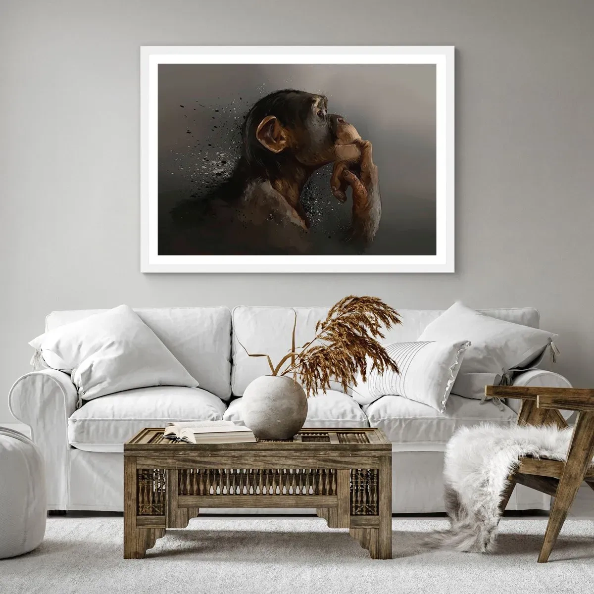 Affisch i vit ram - Säkert en tänkare - 100x70 cm
