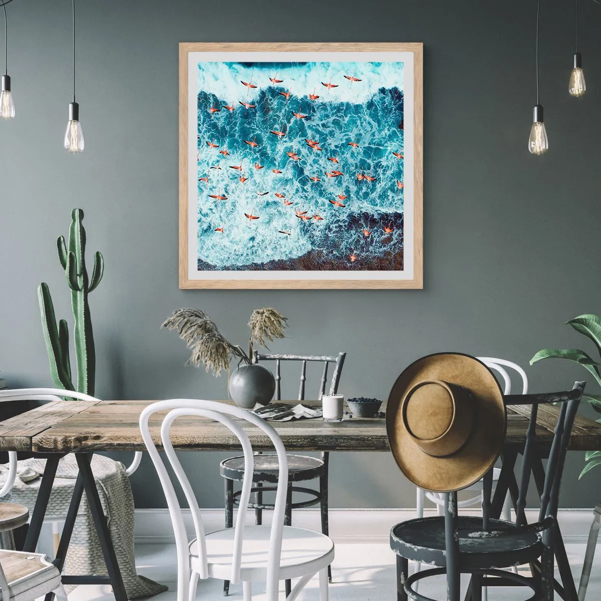 Affisch i ram av ljusek - Kustparad - 60x60 cm