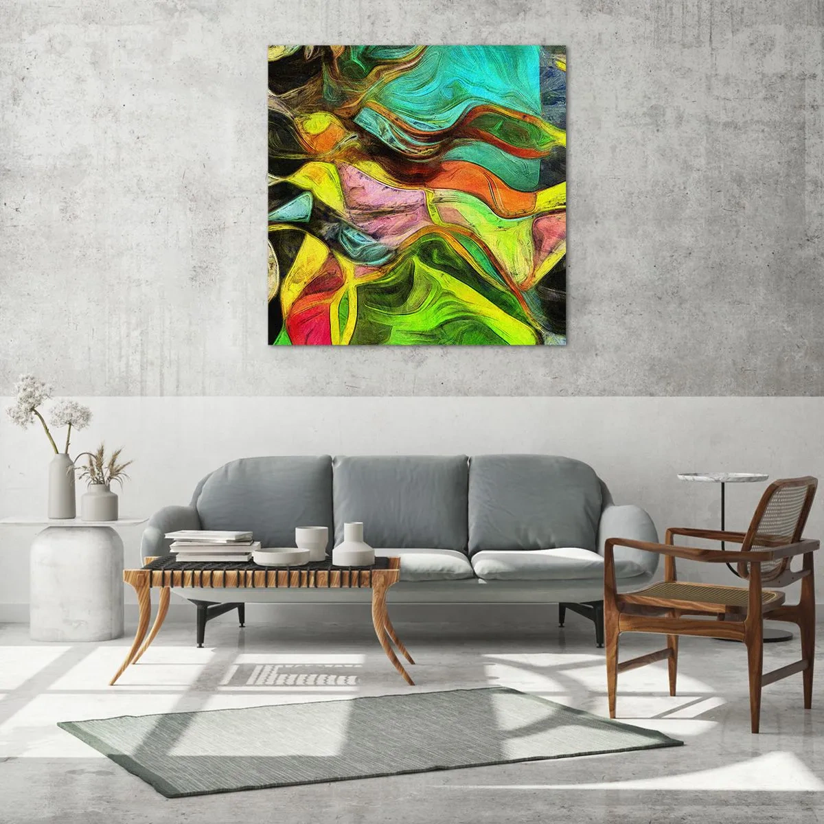 Glastavla - Bild på glas - Rörelse är liv - 60x60 cm