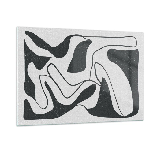 Glastavla - Bild på glas - Abstrakt lek i en labyrint - 120x80 cm