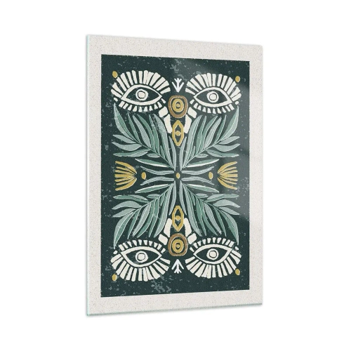 Glastavla - Bild på glas - Som ett folkligt mönster - 50x70 cm