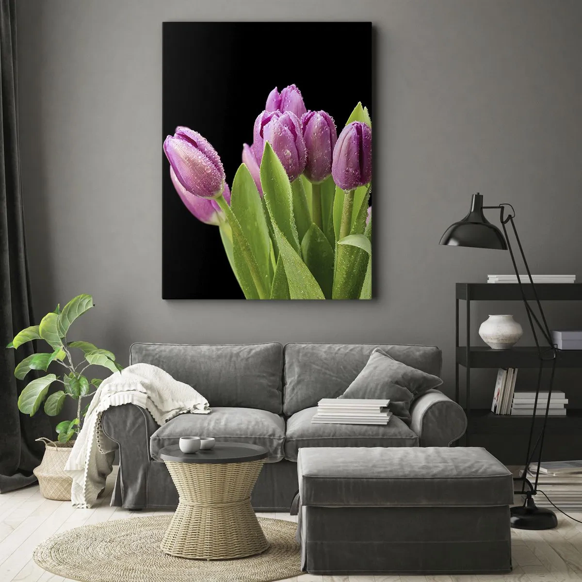 Canvastavla - Bild på duk - Vårens lila glädje - 45x80 cm