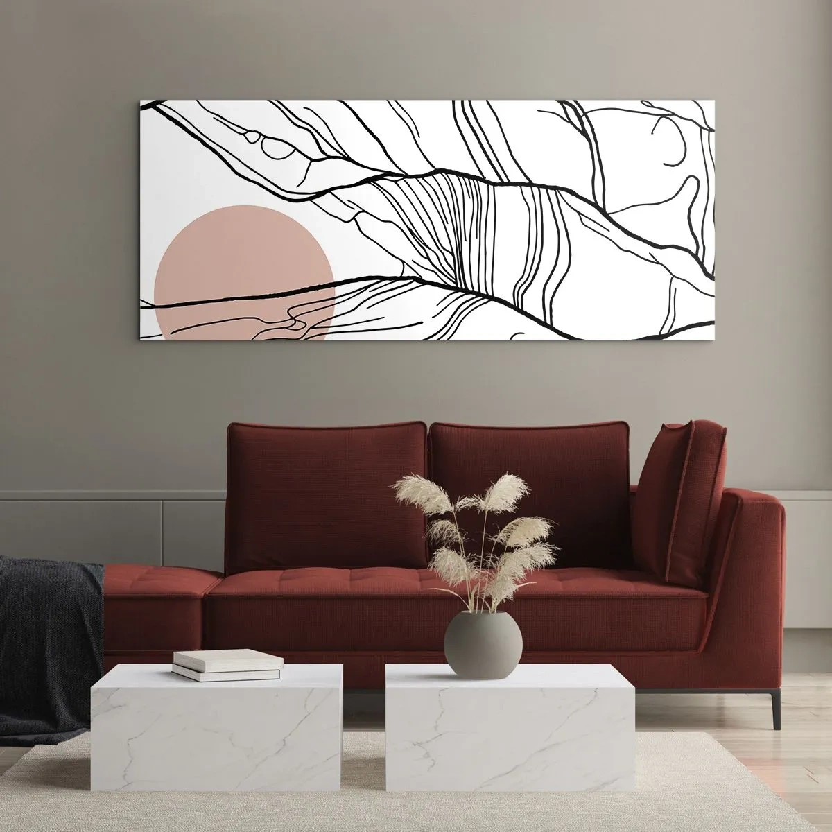 Glastavla - Bild på glas - I grenarnas nät - 120x50 cm