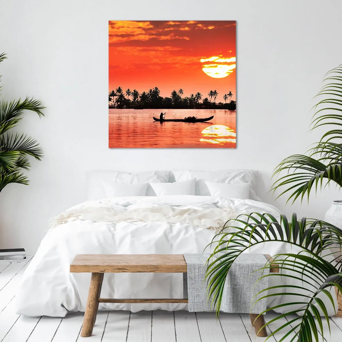 Canvastavla - Bild på duk - Tropiskt lugn vid solnedgången - 50x50 cm