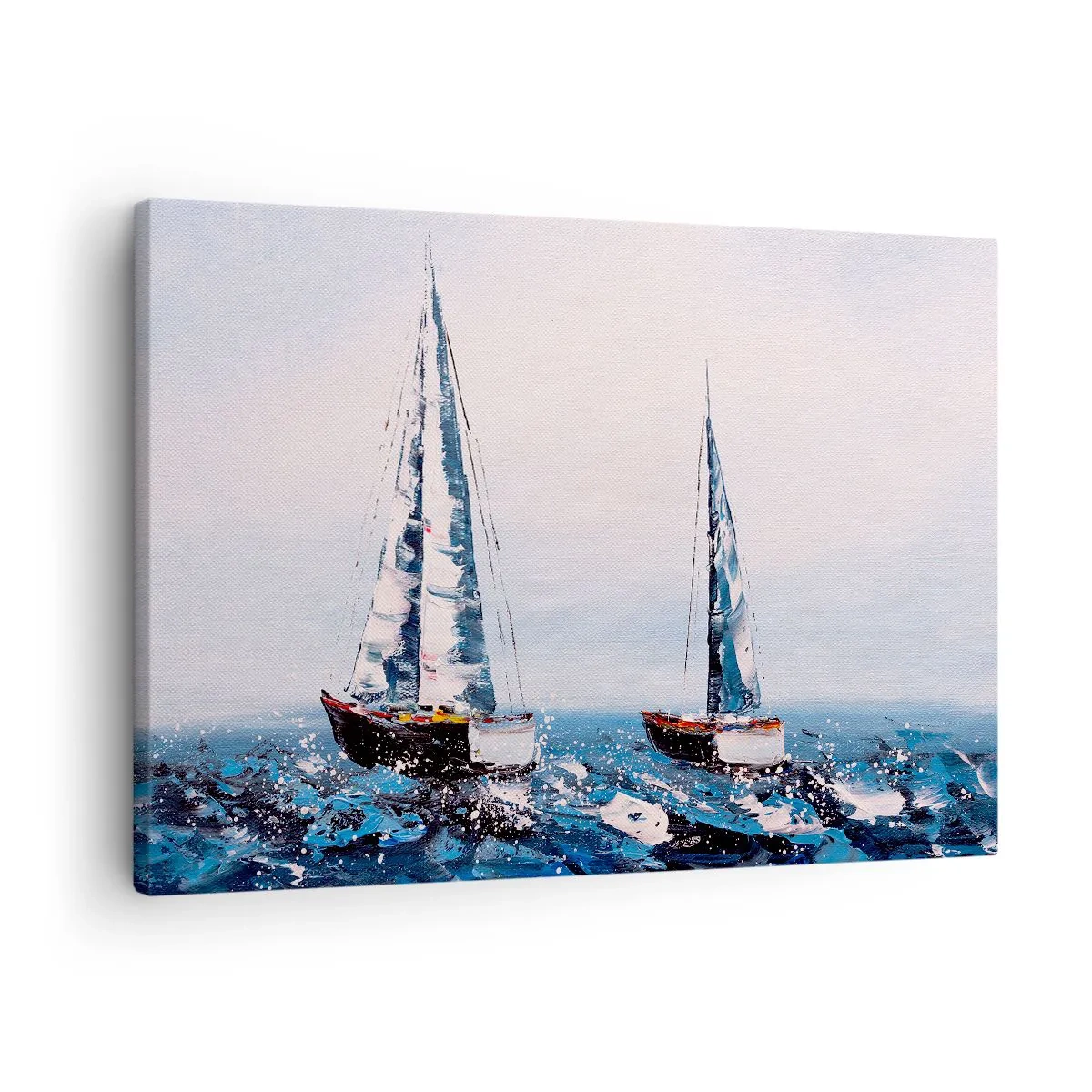 Canvastavla - Bild på duk - Segelbåtar på ett stormigt hav i en målerisk komposition - 70x50cm - Vindens broderskap - Modern väggdekoration för vardagsrum och sovrum ARTTOR
