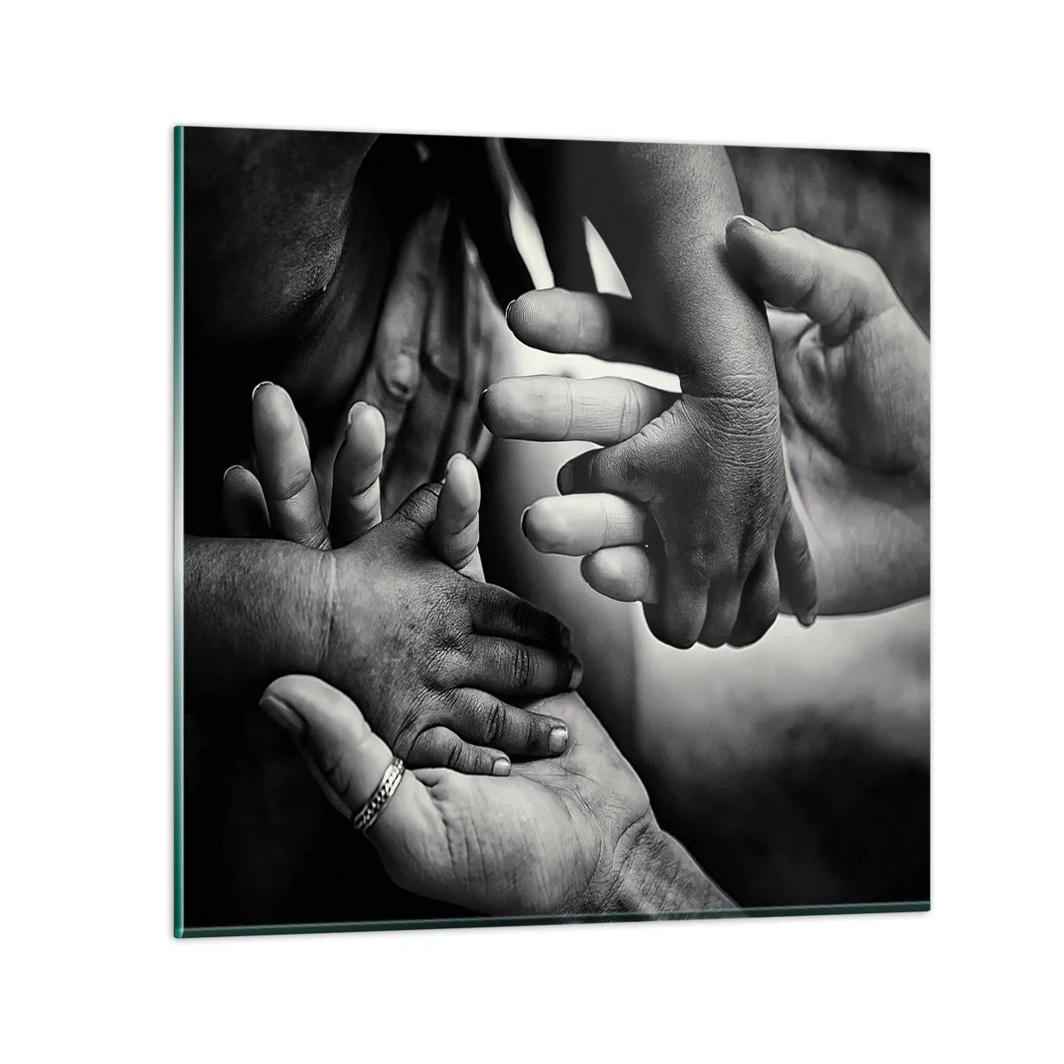 Glastavla - Bild på glas - Att vara människa - 40x40 cm