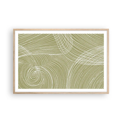 Affisch i ram av ljusek - Intrikat abstraktion i vitt - 91x61 cm