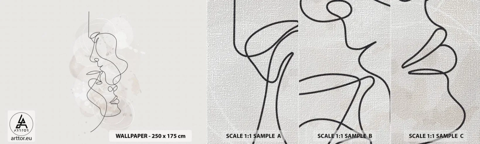 Provbit av fototapet Premium Canvas - Tilltrasslade i famn - Abstraktion, Man, Kvinna - 100x30 cm